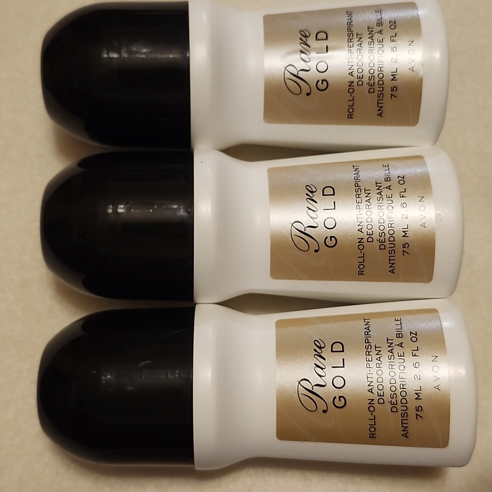 3 Rare Gold Roll-On Antiperspirant Deodorant Avon